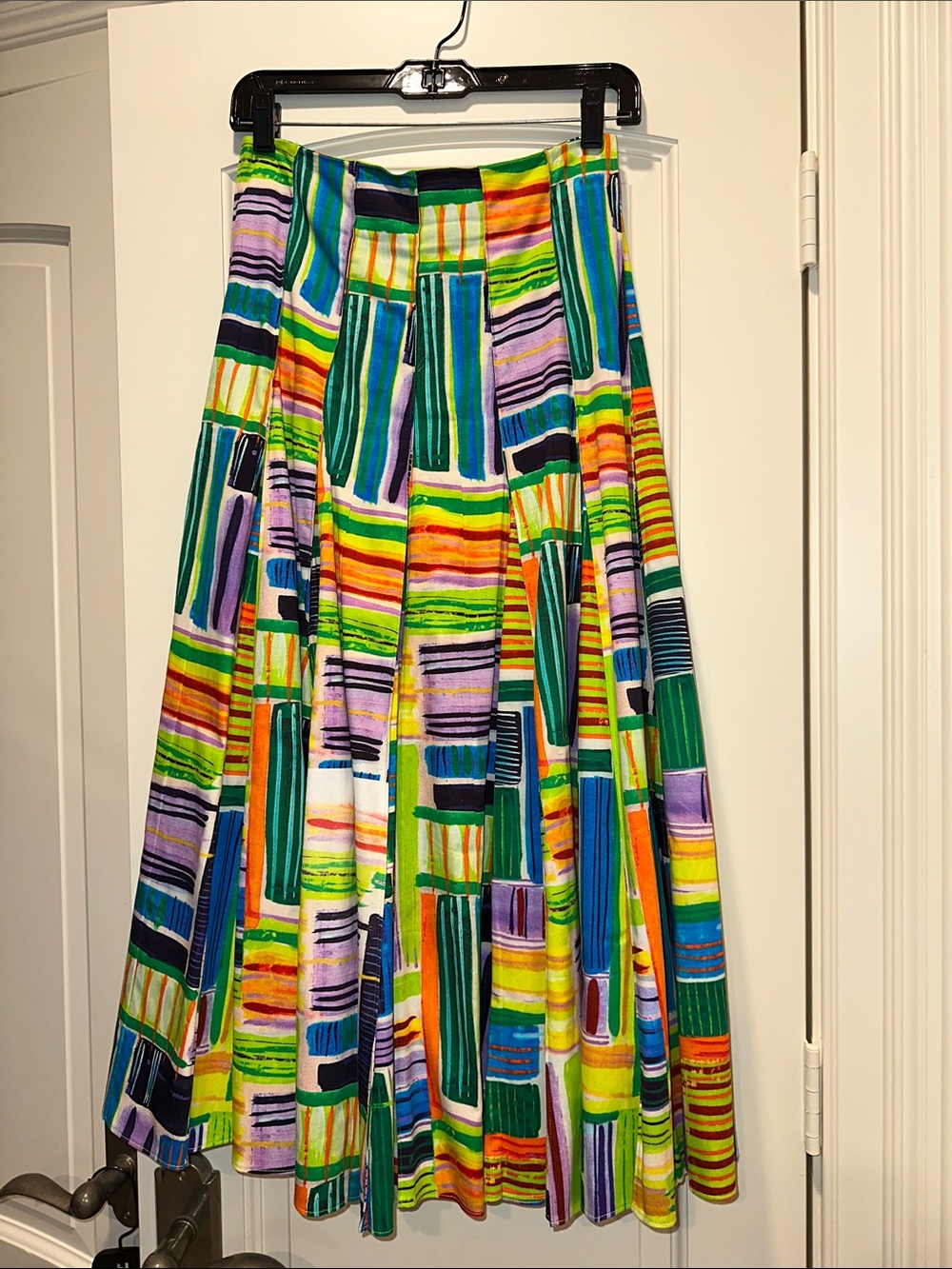 Alexis Multicolor Striped & Block Print A-Line Skirt